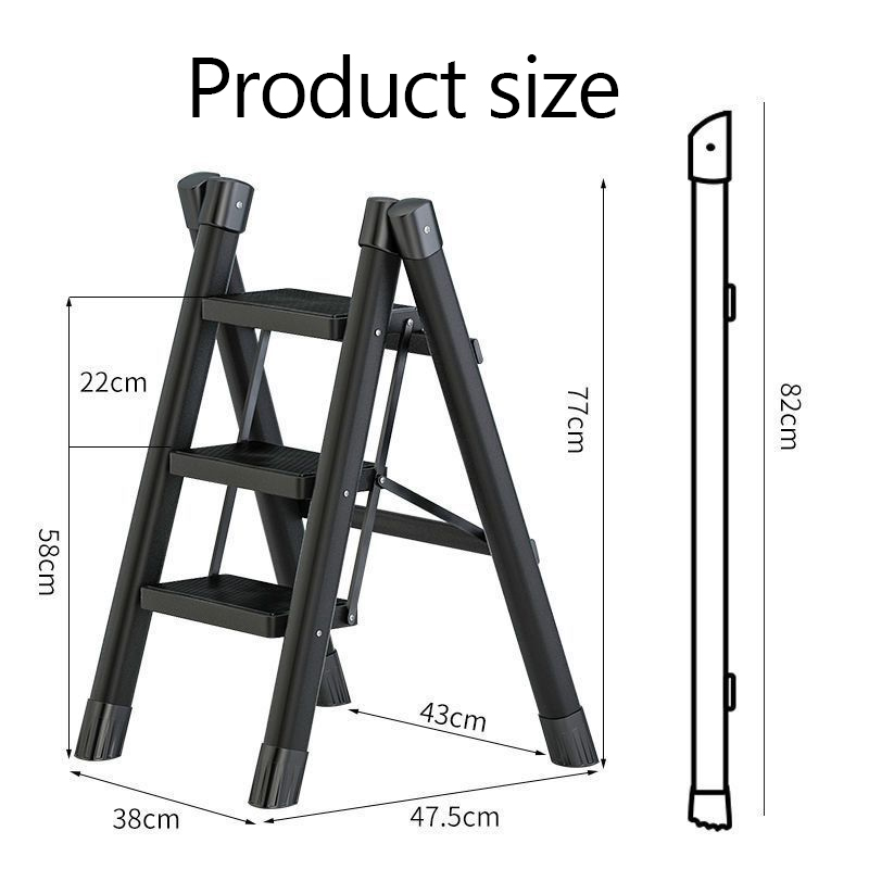 Multifunctional Folding Ladder 2/3 Foldable House Ladder Protable Ladder Stable Household Step Stool Storage Shelf For Home: Red Wine