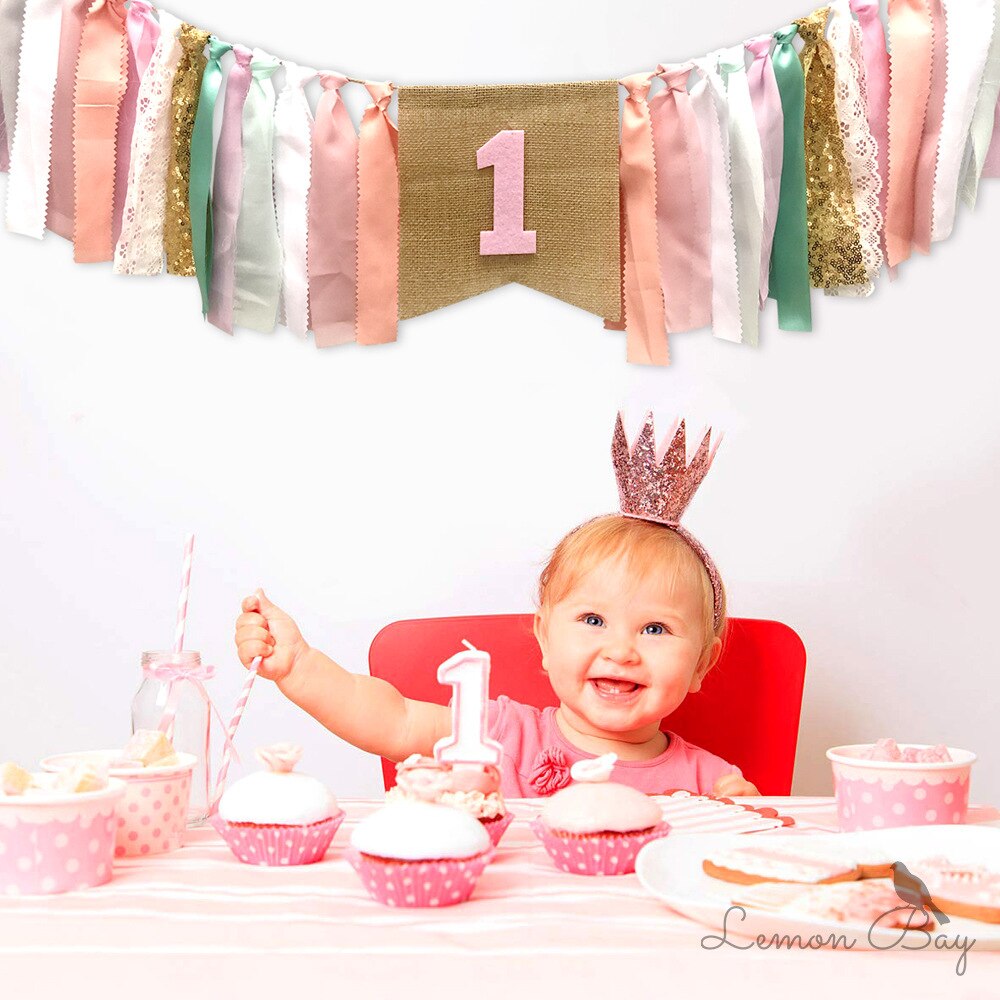 Glücklich Geburtstag Dekoration Geburtstag Mädchen Hohe Stuhl Ein Banner Ersten Geburtstag 1 jahr Geschlecht Offenbaren Party Baby Dusche Dekorationen