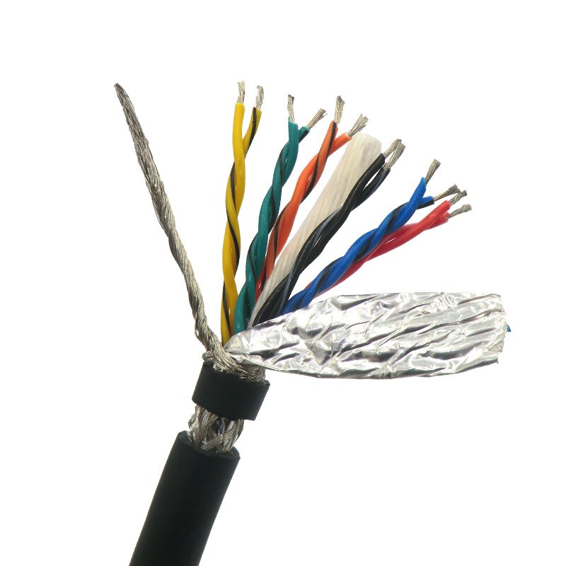 Flexibel partvinnad kabel skärmad tråd 4,6,8,10,12,14,16,20,26 kärna kodarkabel 485 signaldatastyrtråd förtennad koppar: 12 kärnor / 0.2 mm 2(24 awg)