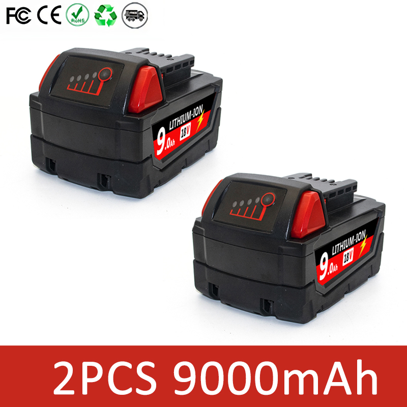 6000mAH/12000mAH For Milwaukee M18 18V Replacement For Milwaukee M18B5 XC Li-ion battery 48-11-1815 2604-20 48-11-1850 charger: Pink