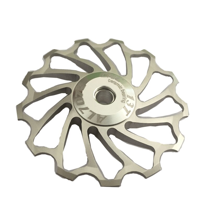 VXM MTB Road Bike Ceramic Pulley 7005 Aluminum Alloy Rear Derailleur 13T Guide Cycling Ceramics Bearing Jockey Wheel 1pcs: 13T Silvery