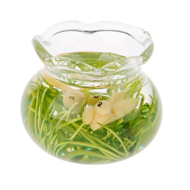 1/12 Dollhouse Miniature Glass Fish Tank Bowl Aquarium Doll House Home Ornaments Furniture Toys: YL