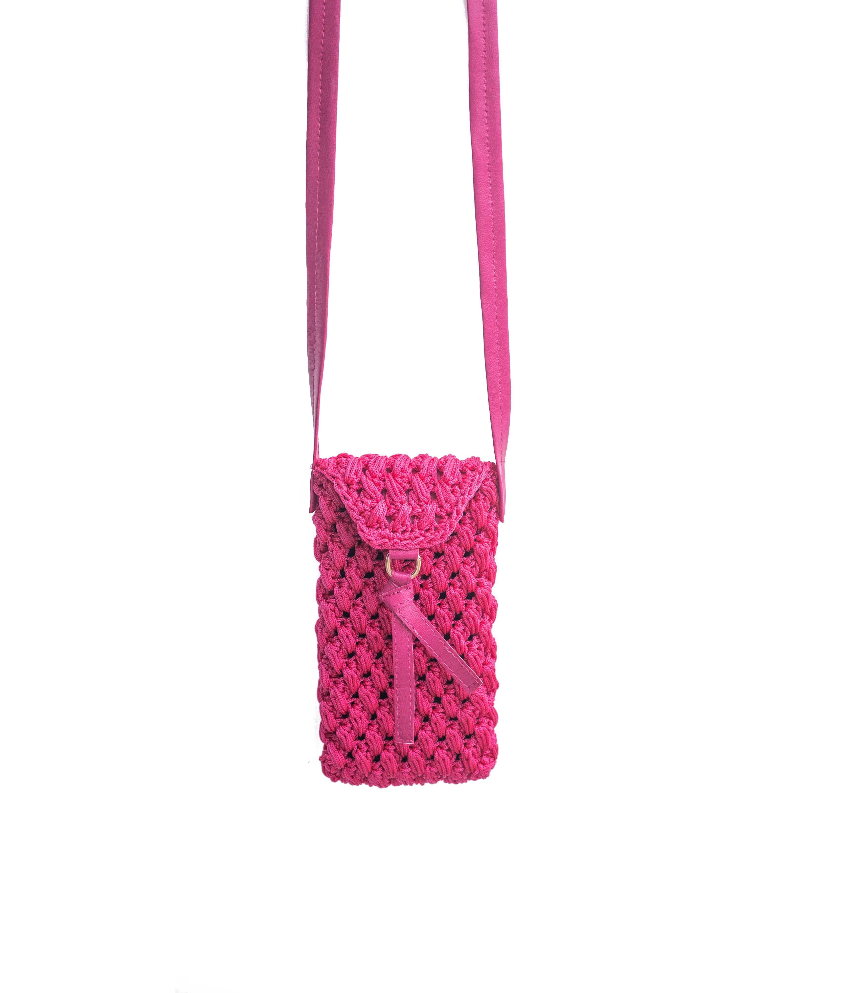 Kavshak Mesh Muster Stilvolle Beiläufige Kreuz Gurt Handy Tasche Tasche mit Magnet Verschluss: Rosa