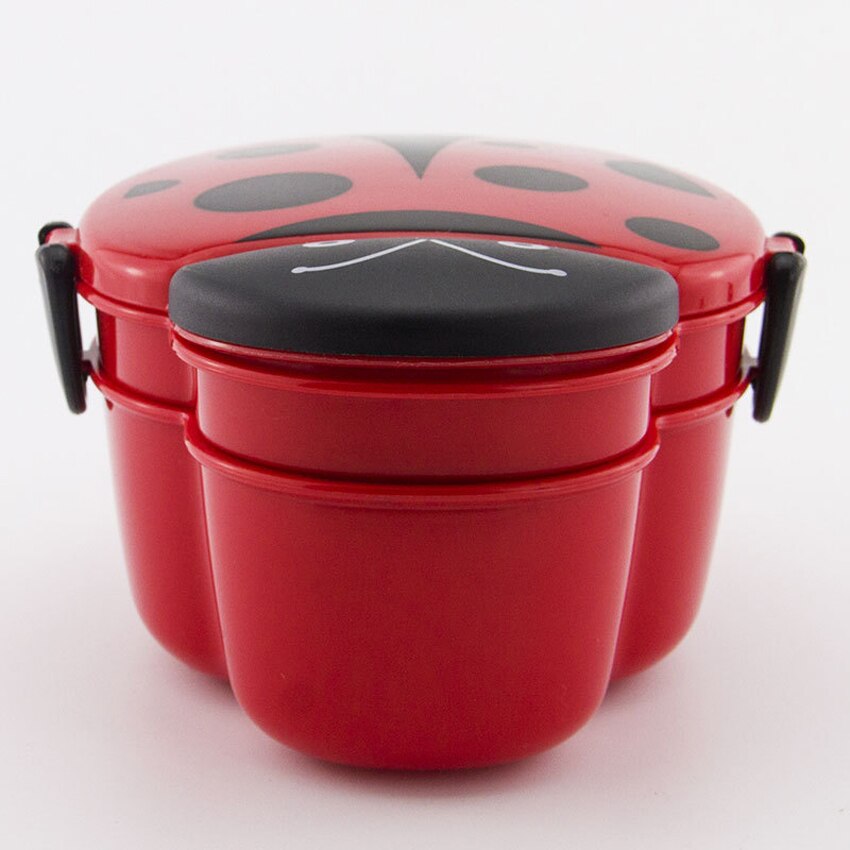 Cartoon lieveheersbeestje voedselcontainer lunchboxen kinderen fruit snack bento magnetron lunchbox 2c
