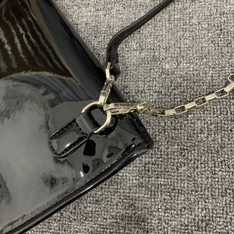 Sac à bandoulière en cuir verni pour femme sac à bandoulière à chaîne de noir femme sacs à bandoulière portefeuille Mobile bolsa feminina