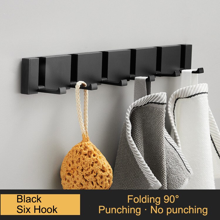 Porte-serviettes pliant Non marquant, sans poinçon, crochets muraux, porte-vêtements, pour salle de bains, cuisine, chambre à coucher, couloir