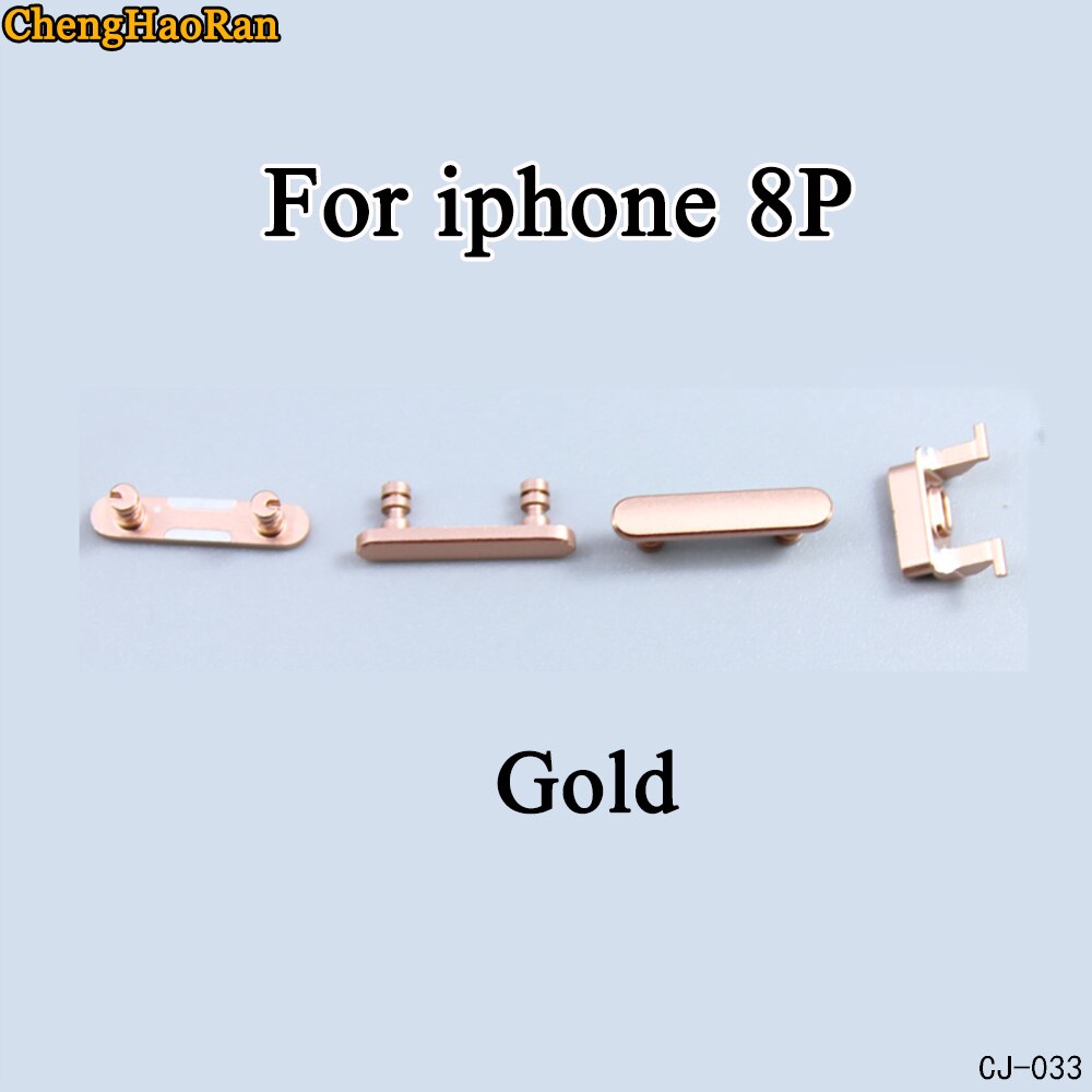 ChengHaoRan 1Set para iPhone 8G 8Plus 8P botón de encendido Volumen de silencio botones teclas botones laterales reemplazo de piezas de reparación de juego completo: iphone 8P-Gold
