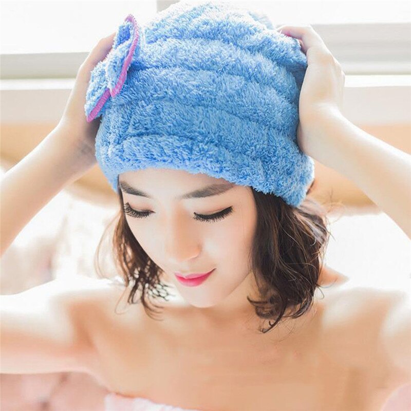 Drying Towel Bath Shower Cap Bow Tie Microfiber Hair Turban Quick Dry Hat Cap Wrapped Towel Superfine For Women