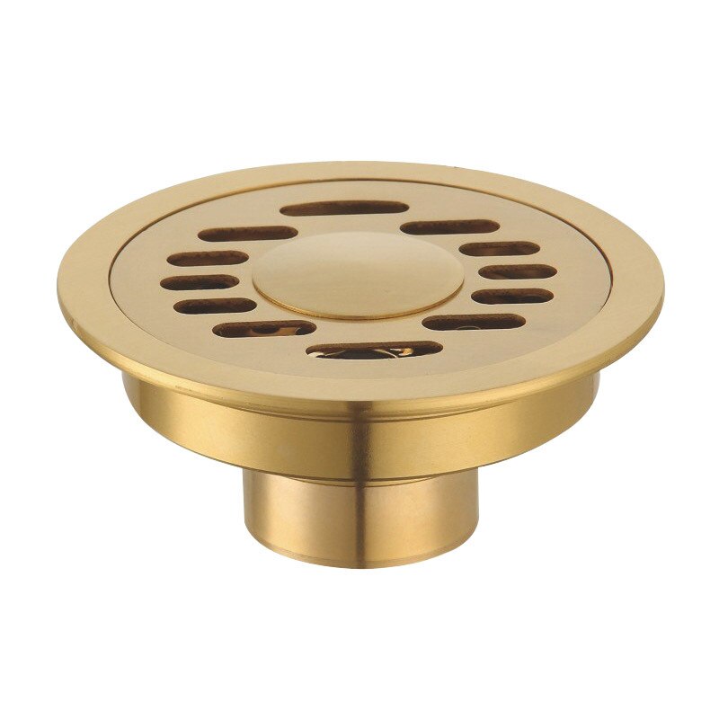 Desagüe redondo para el suelo de latón, 10 CM, escurridor de residuos de ducha, rejilla de drenaje de suelo, dorado,