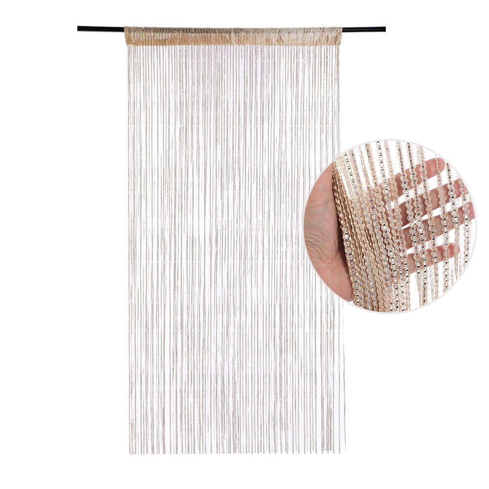 Silver/Black/Champagne Color/Rainbow Color Tassel Hanging String Door Curtain Partition Divider Windows Decoration: Champagne Color