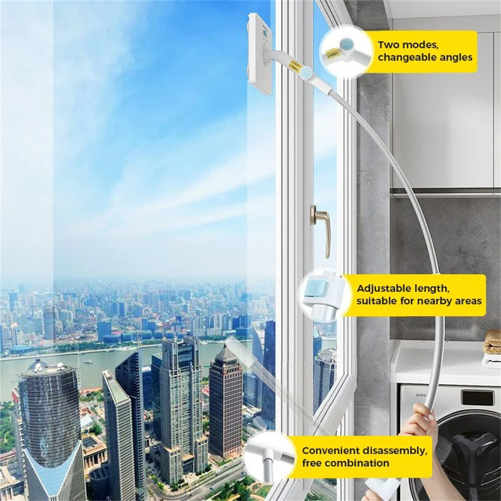 Cepillo de limpieza de vidrio de ventana de gran altura para el hogar, herramientas de limpieza de vidrio de doble cara, adecuadas para limpieza de ventanas de gran altura