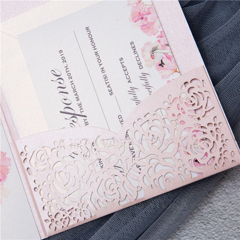 Annual meeting card Blank 40pcs pink Lace shape birthday party engagement wedding invitation card