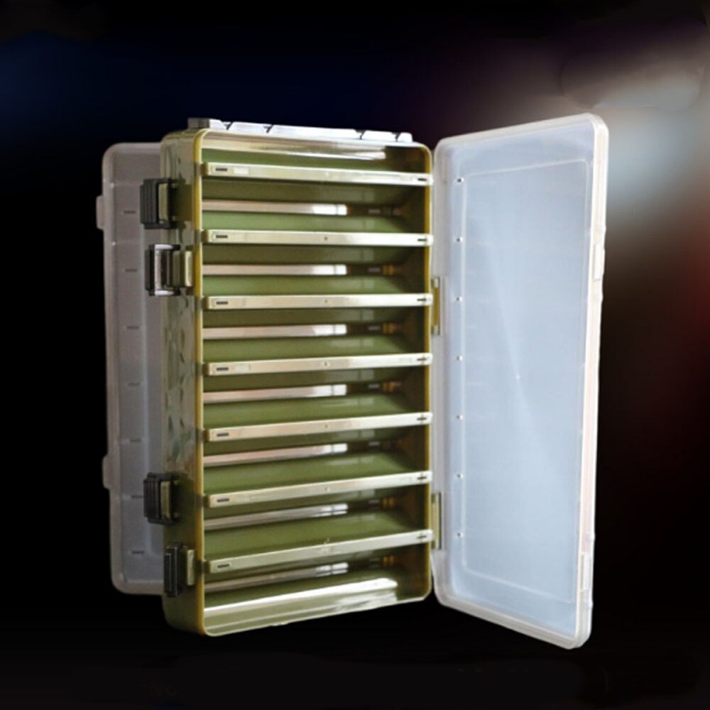 Scatola per attrezzatura da pesca Custodia per esche 14 scomparti Scatole per ganci per esche a doppia faccia Custodia per contenitori per esche Accessori per la pesca