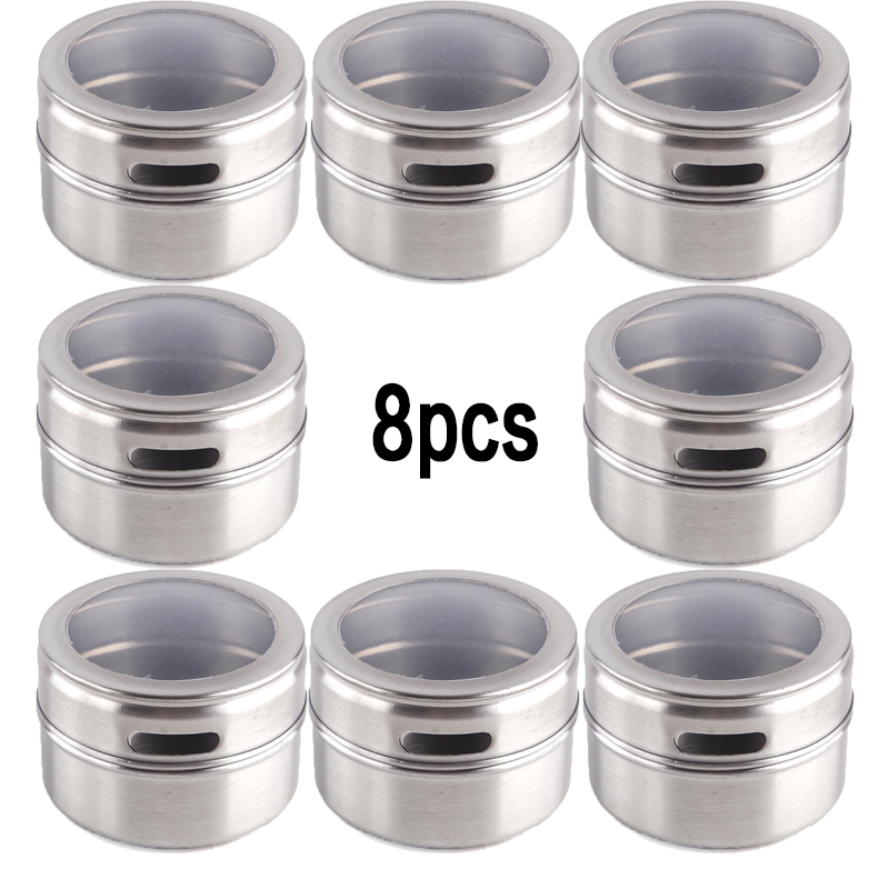 Magnetic Spice Jars Set Container With Labels Stickers Seasoning Bottle Pepper Storage Tin Seasoning Pot Kitchen Seasoning Tool: as photo C