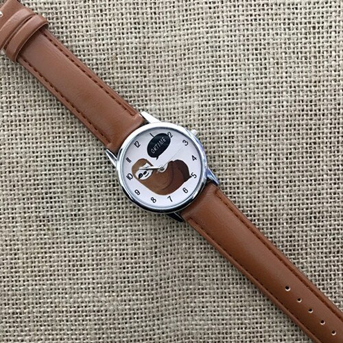 Härlig klocka klockor för damklockor för kvinnliga kvinnliga nummer ur djur armbandsur: Brun