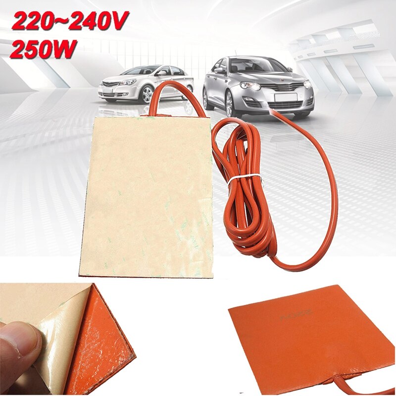 220V Auto Motorolie Pan Sump Tank Heater Pad 250W Siliconen Olie Verwarming Pad Motorolie Tank Dragen beschermen Met Eu Plug 9x13cm