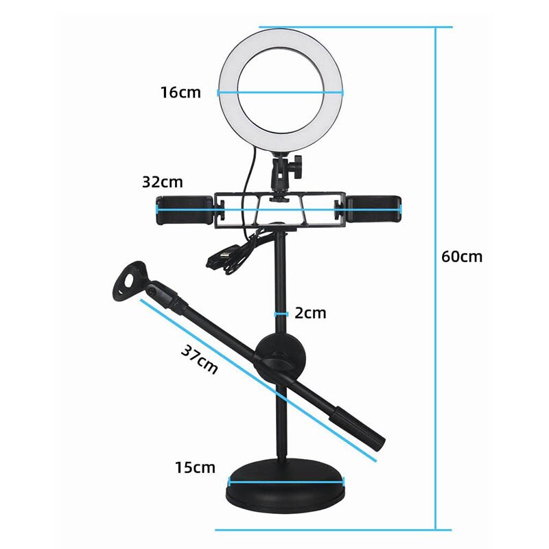 Mobilephone Selfie Boardcasting Ring Licht Usb Ring Lamp Multifunctionele Stand Fotografie Beauty Make Desktop Microfoon Houder