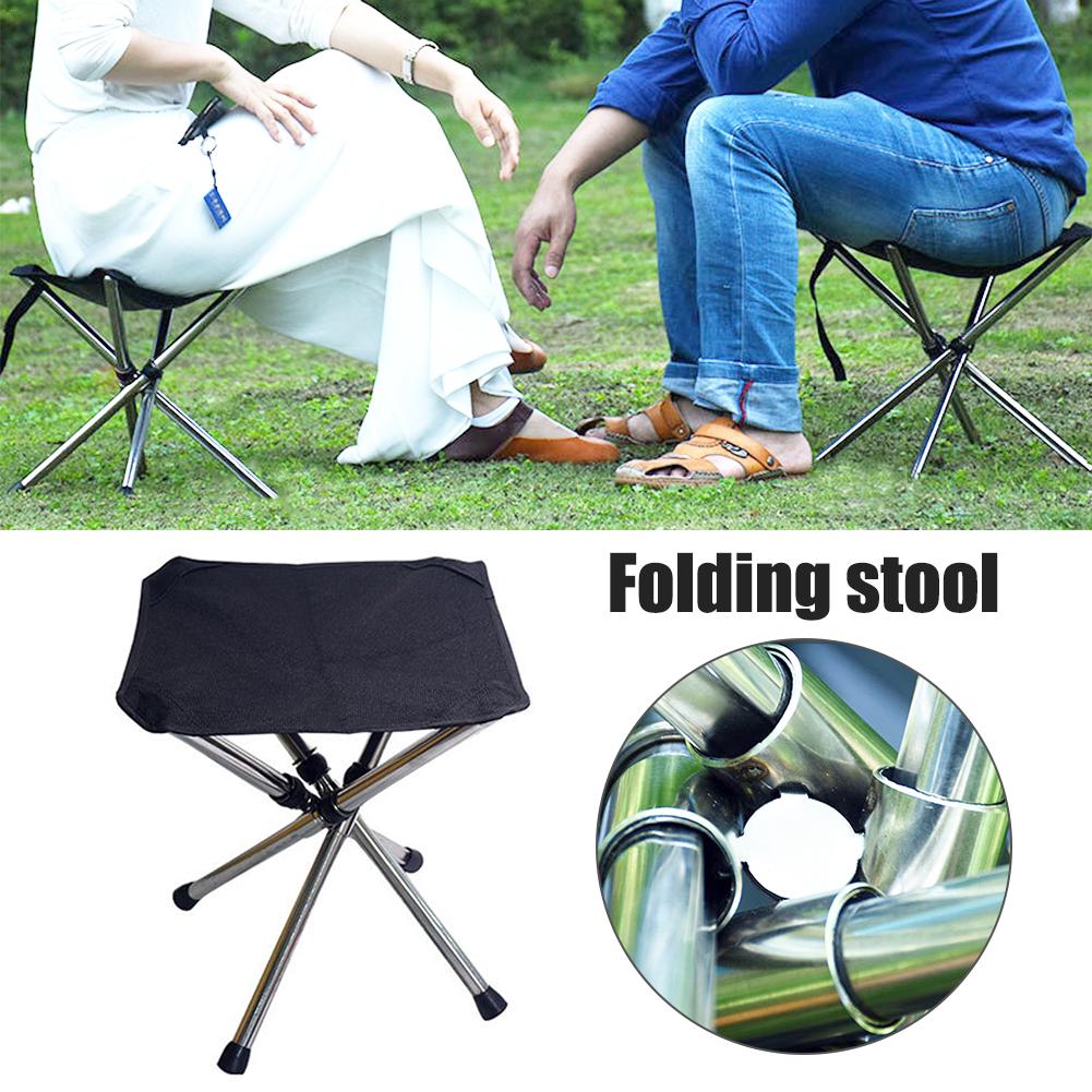 Outdoor Telescopic Stool Outdoor Portable Stainless Steel Folding Chair Camping Beach Mini Stool Fishing Chair Folding Stool: Default Title