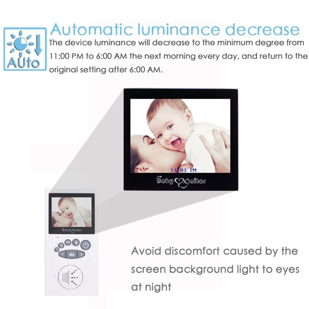 2.4 Inch Wireless TFT LCD Video Baby Monitor Infrared Night-Vision Real-Time Temperature Two-Way o Lullabies Baby Nanny Secu