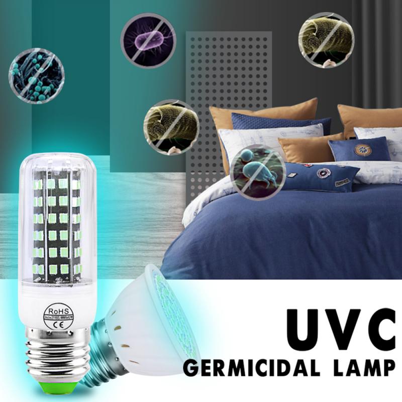 E27 UVC Germicidal Lamp Disinfection Lamp Corn Lamp UV Ultraviolet Ozone Disinfection Lamp 110V/ 220V Dust Mite Sterilizer