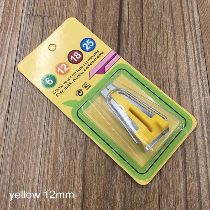 Naaien Quilten Tool 6Mm 12Mm 18Mm 25Mm Bias Tape Makers 4 Size Binnenlandse Machine Bias Binding patchwork Tool Draagbare: yellow 12mm