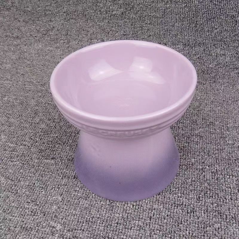 Bol à pieds hauts arc-en-ciel pour chien, bol à collation, Protection du cou, eau potable pour animaux de compagnie, nourriture pour chat, antidérapant, menton noir: YELLOW