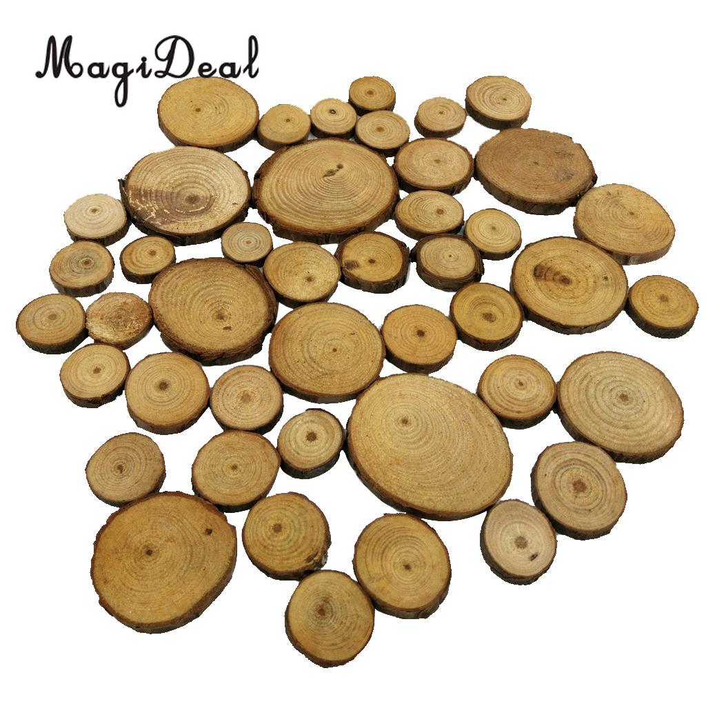 50Pcs 20-40mm Mixed Mini Wood Tree Slices Pine Log Slices Natural Rustic Craft Wedding Christmas Centerpiece Decoration