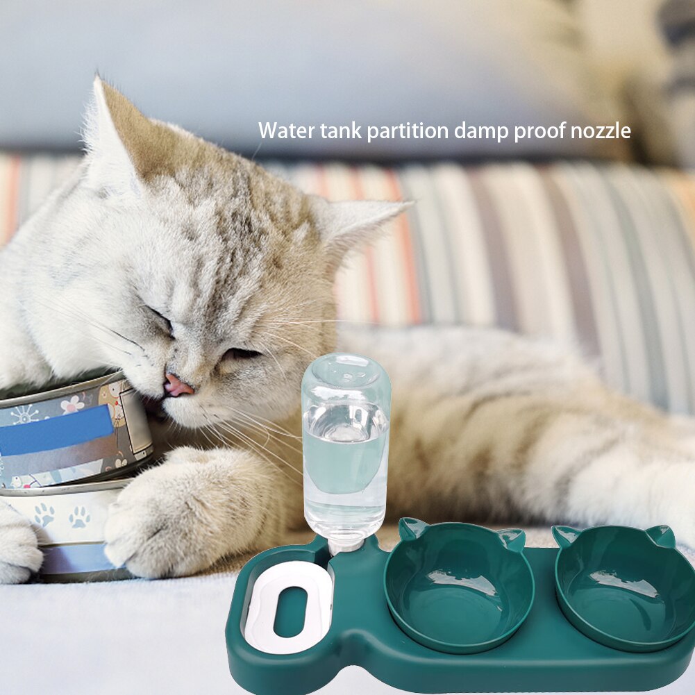 Automatic Pet Water Dispenser Double Bowl Cat Water Storage Food Container Basin Anti-overturning Waterer Feeder Pets Dish Bowl
