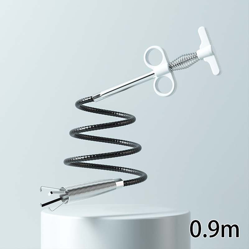 Sewer Pipe Dredging Extractor Flexible Grabber Claw Reacher Tool Drain Clog Remover Cleaning Tool for Sewer Sink Toilet TH: 0.9m