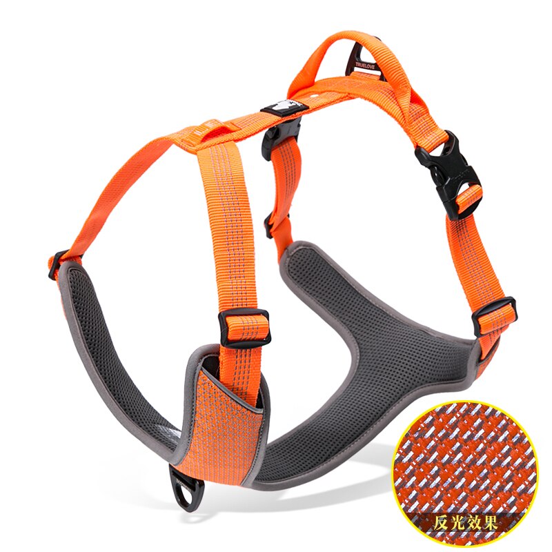 Truelove Hond Harnas Auto Harnas Hond Voor Grote Hond Sport Lifting Verlichting Reflecterende Harnas Voor Honden Pit Bull Terrier dierenwinkel: Orange Dog harness / S chest 46-56cm