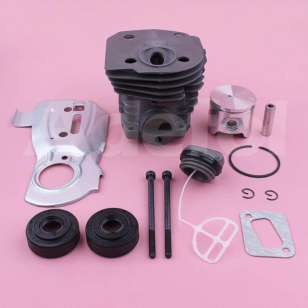 44mm nikasil cylinder top ende genopbygningssæt til husqvarna 340 345 350 motorsav 503869971, 503875701 w olietætning lyddæmper bolt pakning