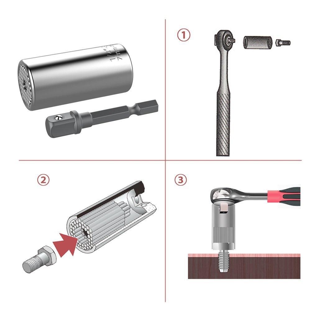 Universele Socket 2 Stuk/set Universele Verstelbare Koppel Ratchet Dopsleutel Set Spanner Multifunctionele Hand Tool Set