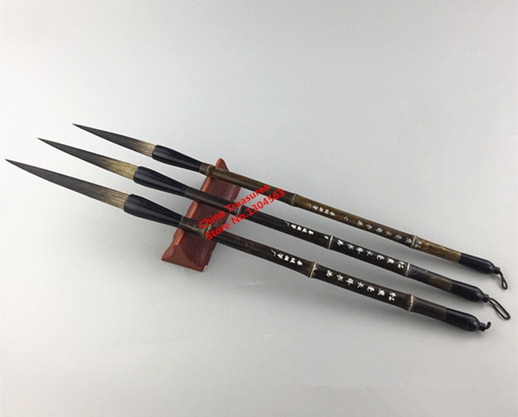3pcs/lot Chinese Calligraphy Brush Chinese Painting Brush Pen Chinese Ink Brush Long Hair Writing Brush Pen Mo Bi Bear Hair