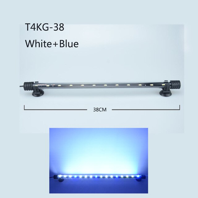 Luz LED impermeable para acuario, lámpara de pecera subacuática, decoración de acuarios, iluminación de plantas de 18-48CM, 220-240V, chip 5050: 38cm white and blue