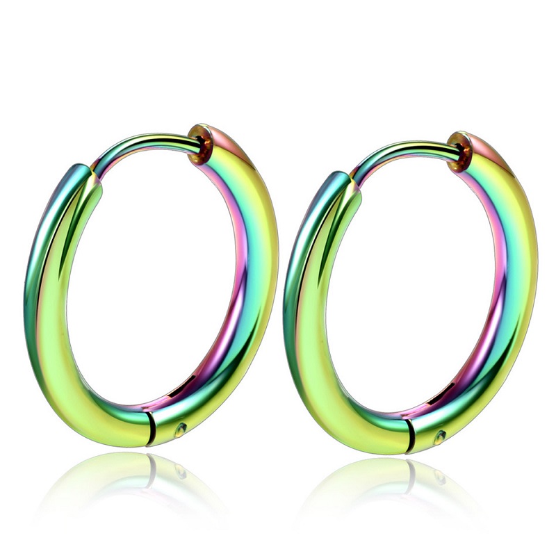 1 par de pendientes de aro de acero inoxidable para mujer/hombre, Piercing para cartílago de la oreja, Tragus, Hip-hop Street Pop, hebilla de oreja antialérgica: Blanco / PLATEADO