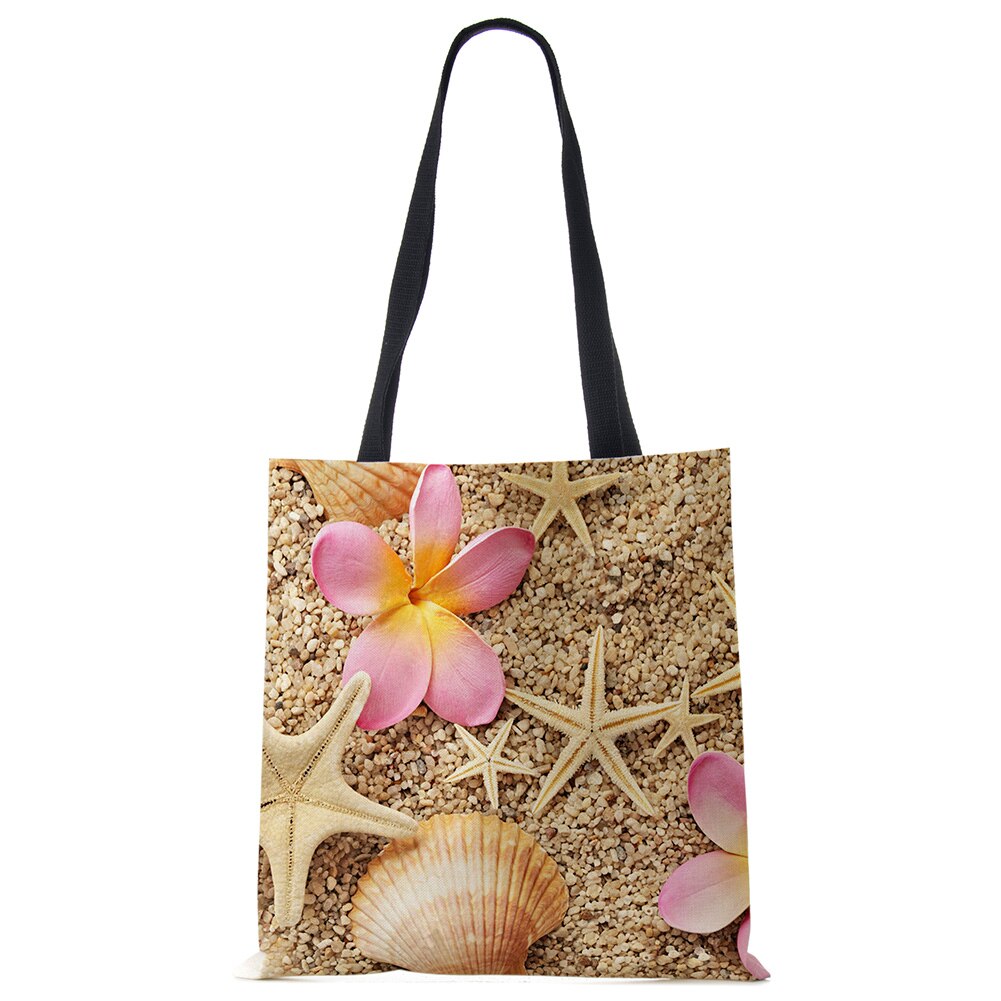Dames Schoudertas Blauwe Oceaan Zeester Strand Zand Prints Tote Bag Linnen Stof Mooie Casual Praktische Handtas: 5