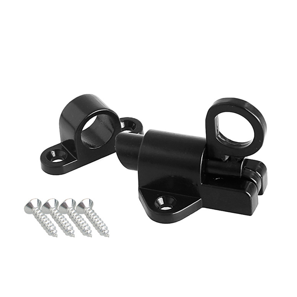 Aluminum Alloy Automatic Window Door Lock Home Office Hotel Gate Aluminum Alloy Spring Bounce Bolt Latch: Black