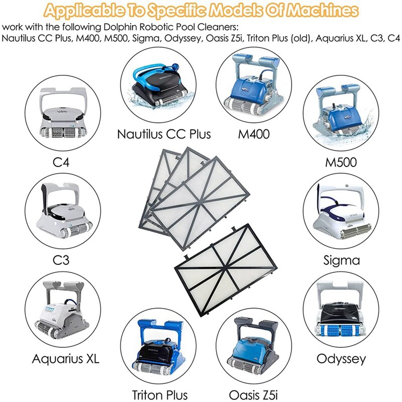 Filtre robot nettoyeur de piscine, panneaux filtrants à cartouche 8 Pack pour Dolphin M400 M500 et Nautilus CC Plus