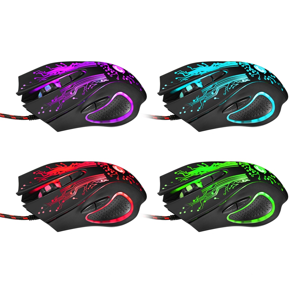 2 Models Colorful Backlight 3200DPI Optical Wired Gaming Mouse Mice for PC Laptop Computer Gamer