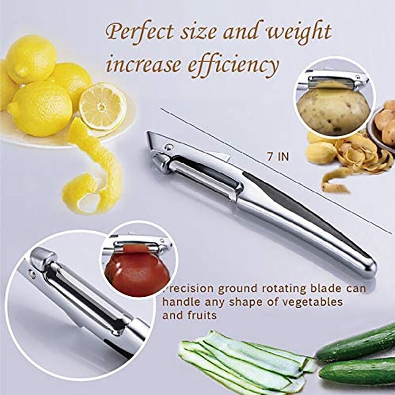 2PCS Vegetable Peeler Shark Peeler for Kitchen Carrot and Potato Peeler with Rotating Straight Stainless Steel Slicer