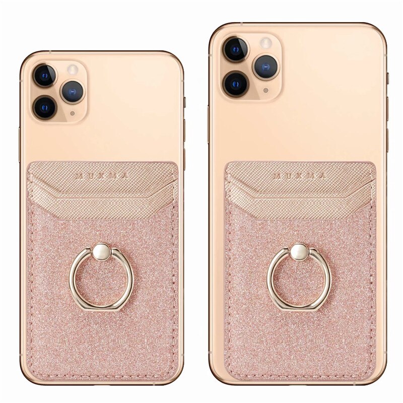 Universal Cellphone Wallet Card Holder Mobile Phone Wallet Credit ID Card Holder Adhesive Pocket Sticker Case Rose Gold /Black