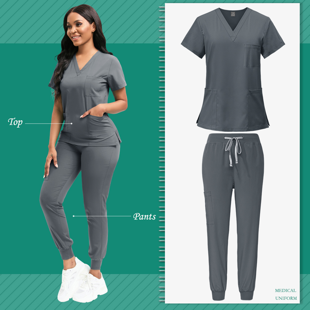 Uniforme de limpieza para mujer, Top exfoliante de enfermería, pantalones, traje médico, Ropa de Trabajo de niñera pediátrica, bata quirúrgica para quirófano,
