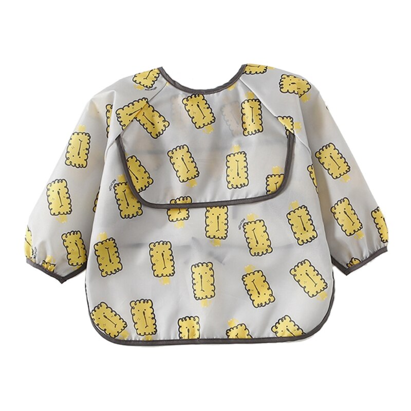 Cartoon Slabbers Waterdichte Baby Eten Bib Met Pocket Kinderen Tekening Lange Mouwen Schort Kids Burp Doek Baby Spullen