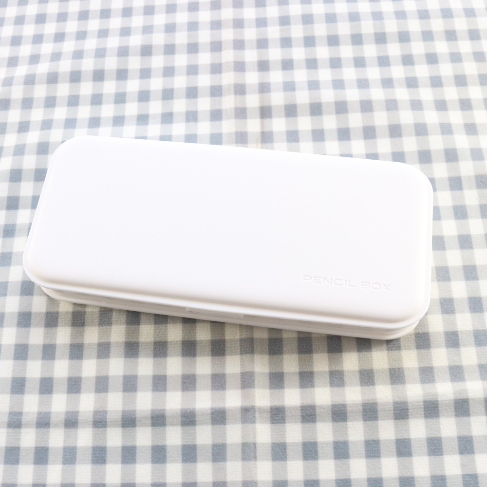 Domikee cute classic Korean plastic school student pencil case large capacity macaron color pencil box stationery supplies: white