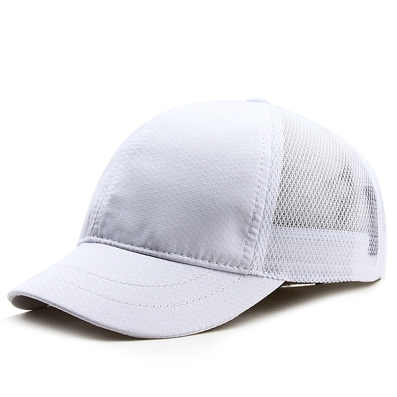 Casquette de baseball pour adultes, grande taille, à petit bord, pour hommes et femmes, en maille, à pointe courte, 56-63cm, été: White