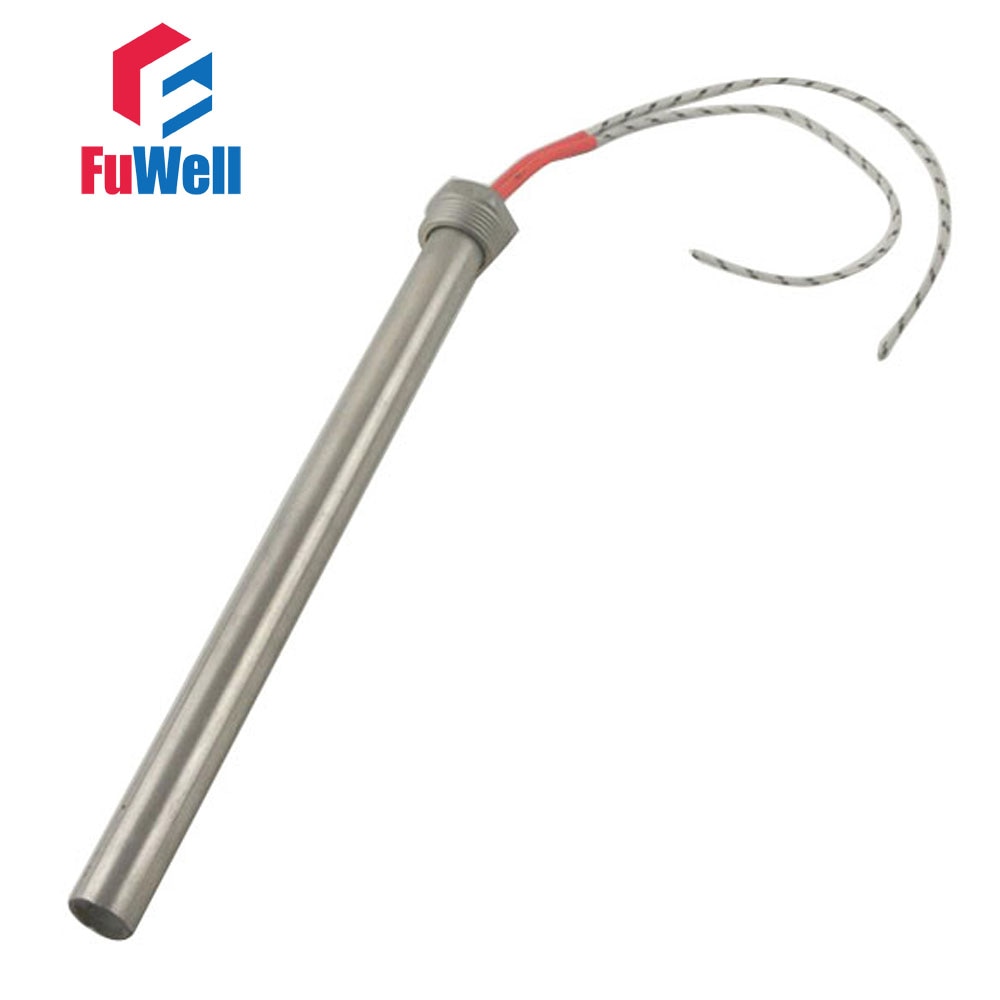 Cartouche chauffante filetée en acier inoxydable 304, Tube chauffant à une extrémité, 16x300mm, 1000W, 220V/110V/380V, DN20 (25mm)