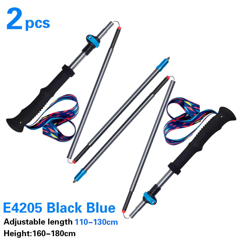 AONIJIE 110cm120cm130cm M-Pole Folding Ultralight Quick Lock Trekking Poles Hiking Pole Race Running Walking Stick Carbon Fiber: 2pcsE4205 110-130cmA