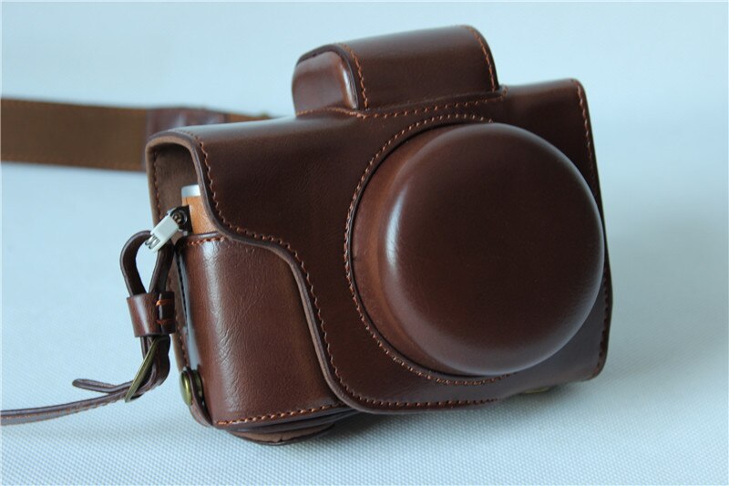 Luxury Pu Leather Video Camera Case For Olympus EPL7 EPL8 E-PL8 14-42mm Camera Bag Open Battery _+ strap + Mini Pouch