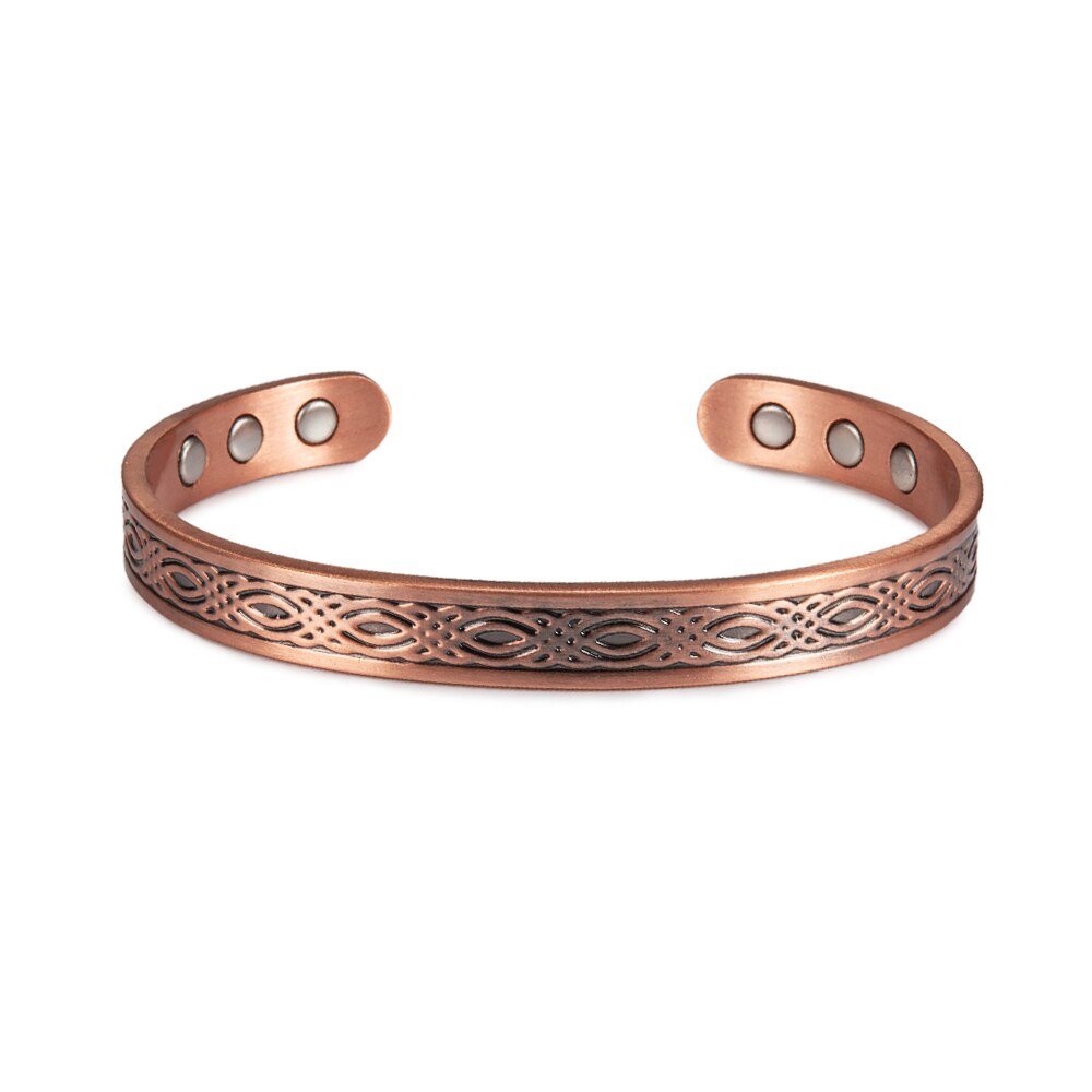 Bracelet magnétique en cuivre véritable pour femmes, ajustable, Vintage, Viking, en cuivre pur, manchette magnétique: copper