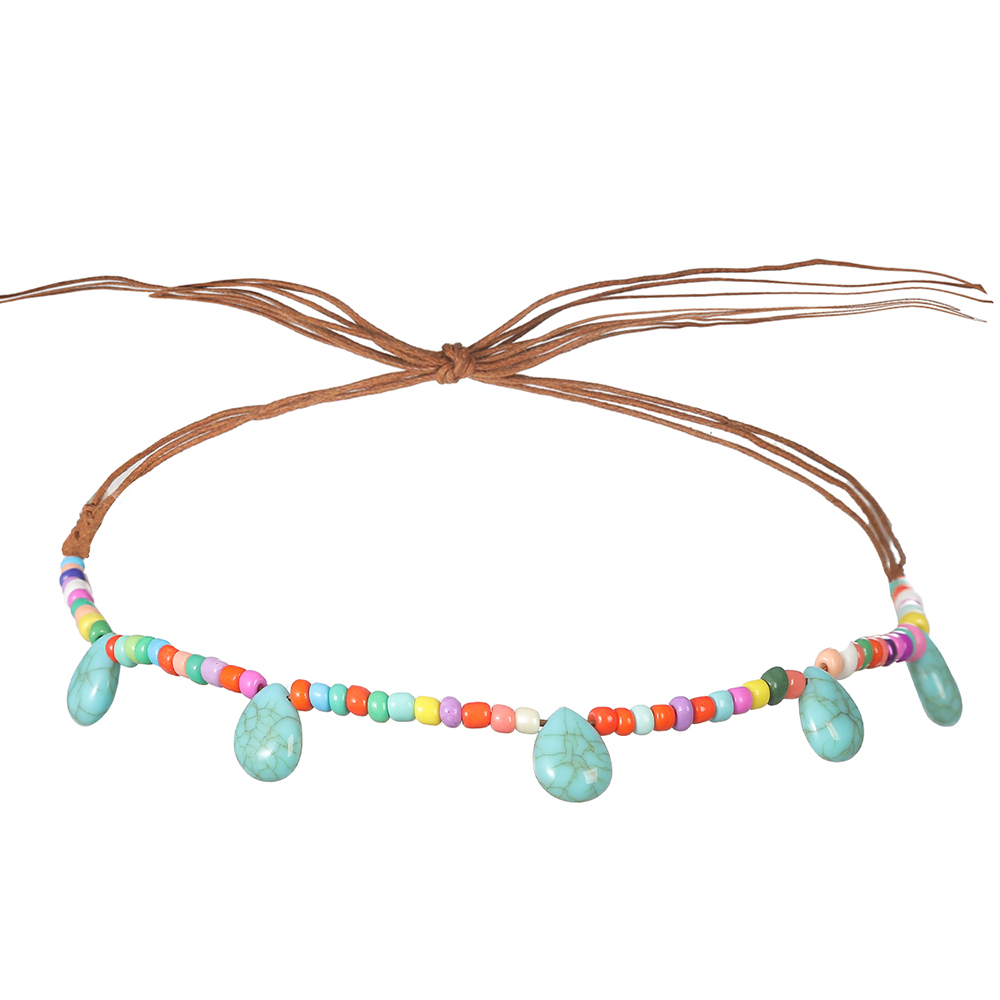 Diadema turquesa Retro, diademas ajustables de estilo étnico para mujer, accesorios para el cabello, diademas: Azul cielo